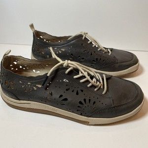 Jambu Bloom Women Shoe Gray Perforated Sneaker 9.5 Leather  Comfort Eco